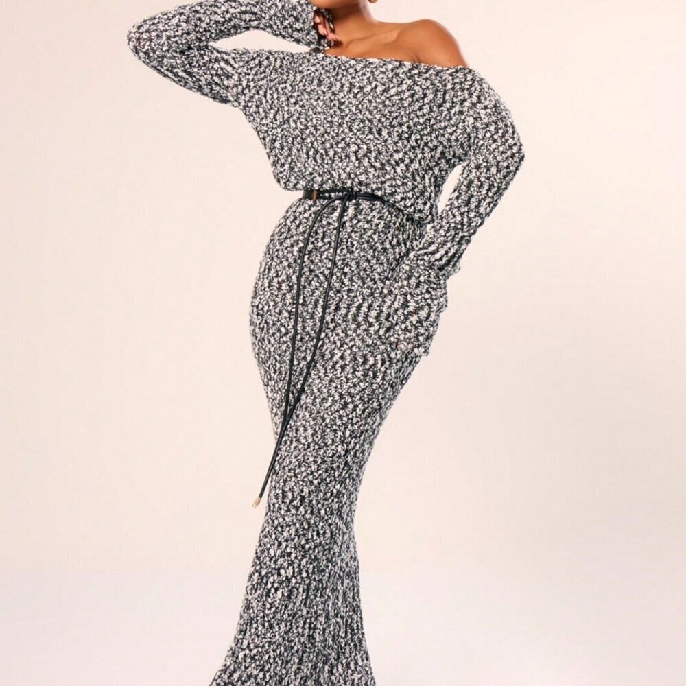 Multicolor Casual Women's Slouchy Maxi Chunky Knit Sweater Dress